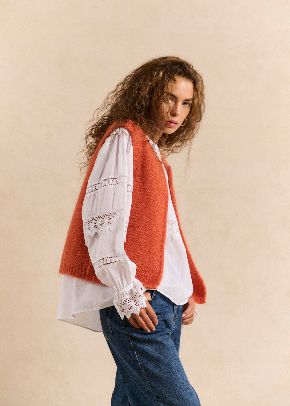 Gilet sans manches en mohair fils métallisés - Sud Express - 1 - Sud Express