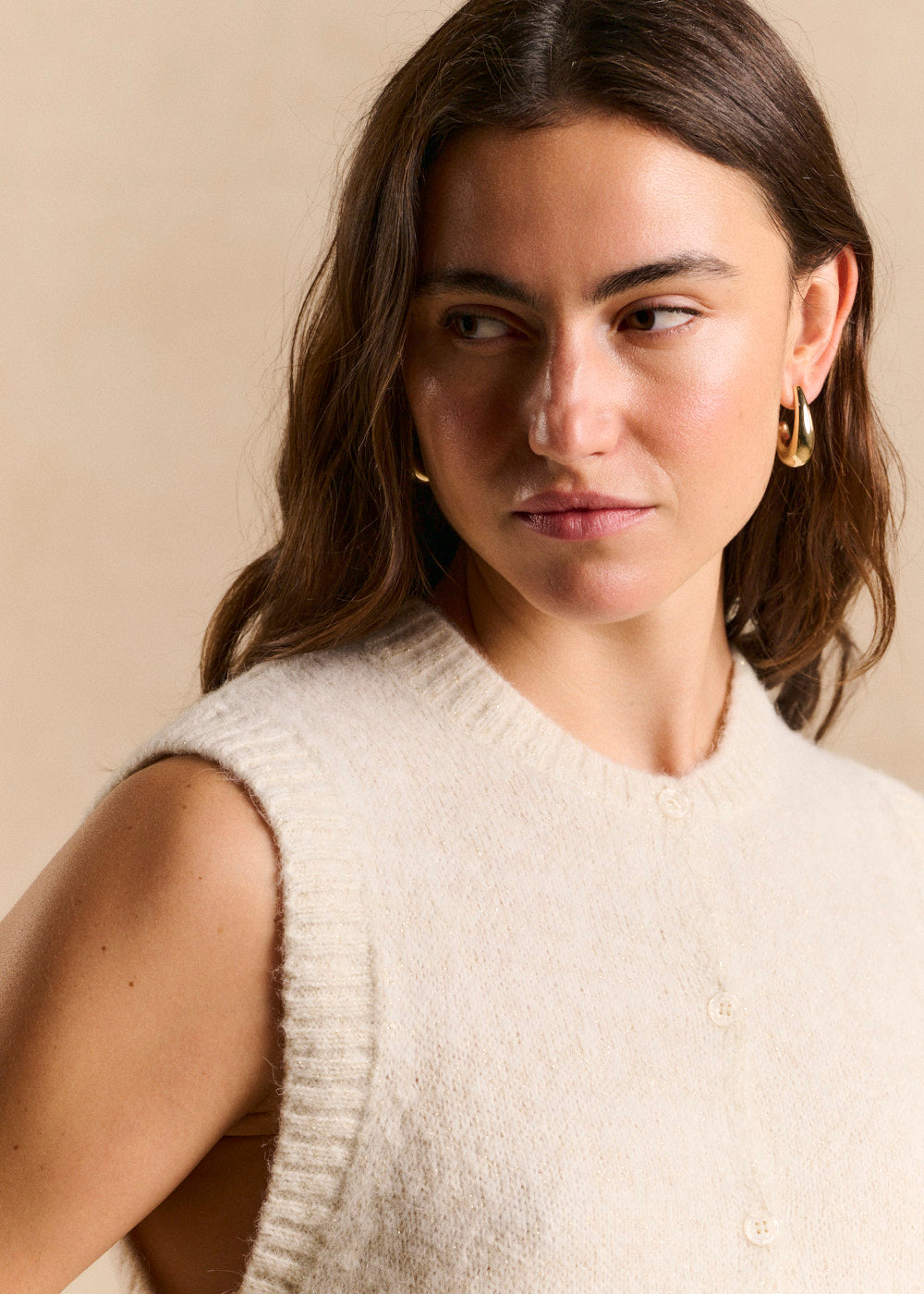 Sleeveless alpaca and lurex vest - Sud Express - 2 - Sud Express