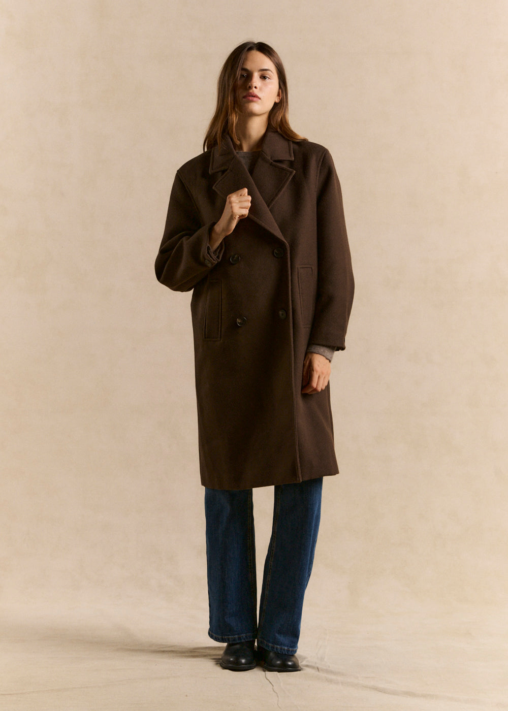 Manteau long ample col tailleur - Sud Express - 1 - Sud Express
