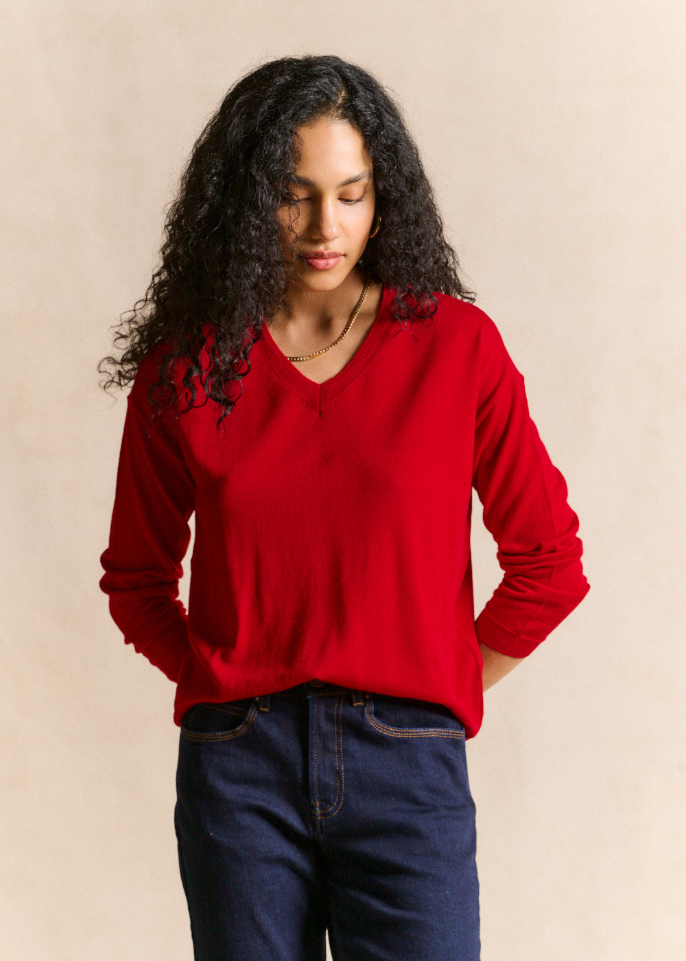 Pull fin col v en laine - Sud Express - 5 - Sud Express