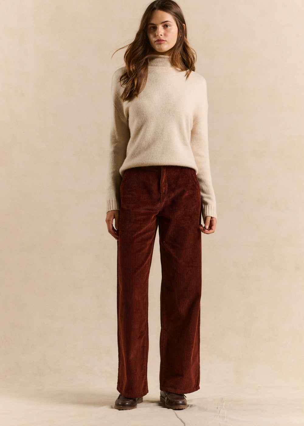 POMMI Pantalon large en velours de coton taille haute - 1 - Sud Express - Sud Express
