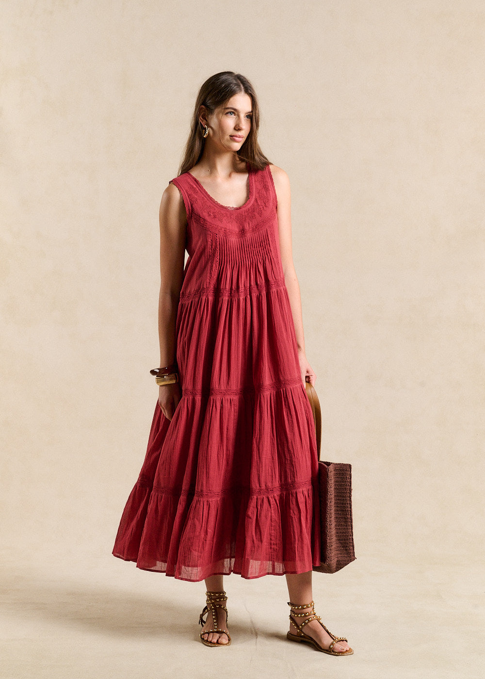 ROZELINE Robe longue brodée en coton - 1 - Sud Express - Sud Express
