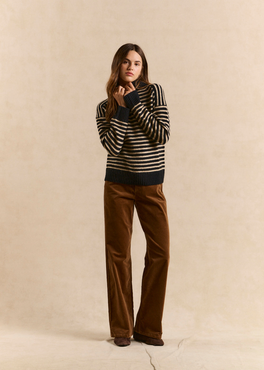 Pantalon velours droit taille haute - Sud Express - 1 - Sud Express