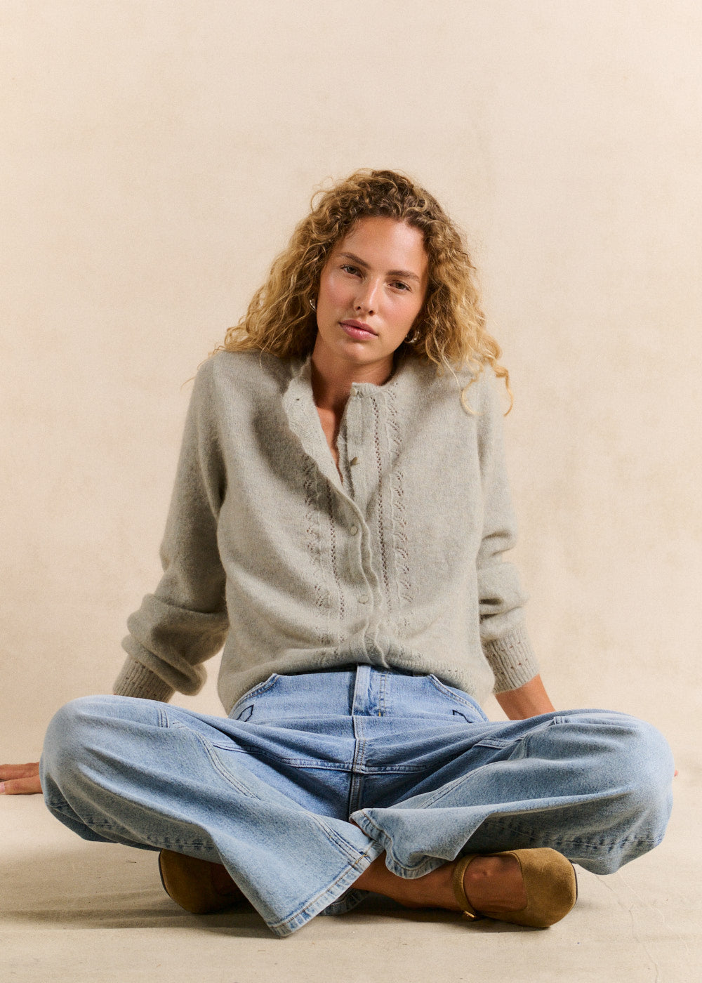Gilet cardigan en mohair maille ajourée - Sud Express - 4 - Sud Express
