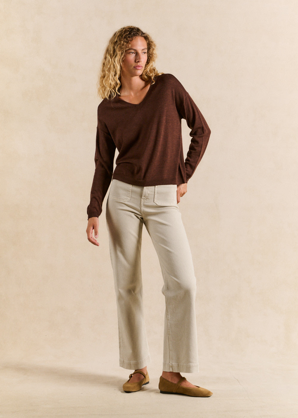 Pull fin col v en laine - Sud Express - 5 - Sud Express