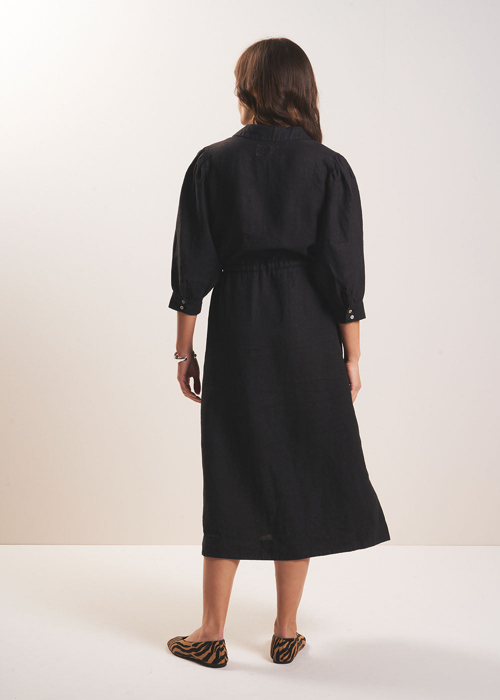 Robe longue en lin avec lien taille - Sud Express - 3 - Sud Express