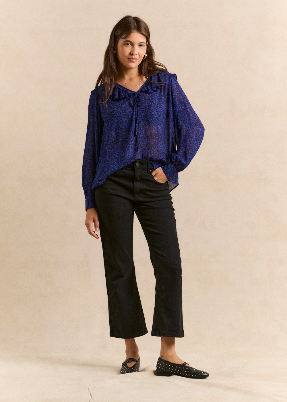 Jean flare court en denim noir - Sud Express - 1 - Sud Express