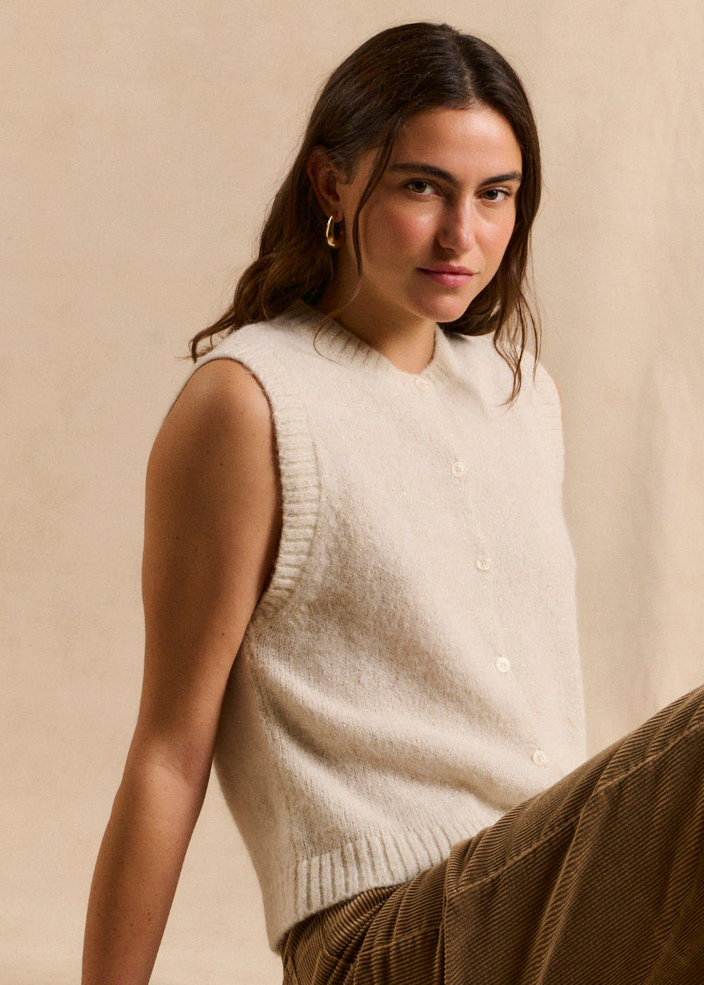 Sleeveless alpaca and lurex vest - Sud Express - 4 - Sud Express