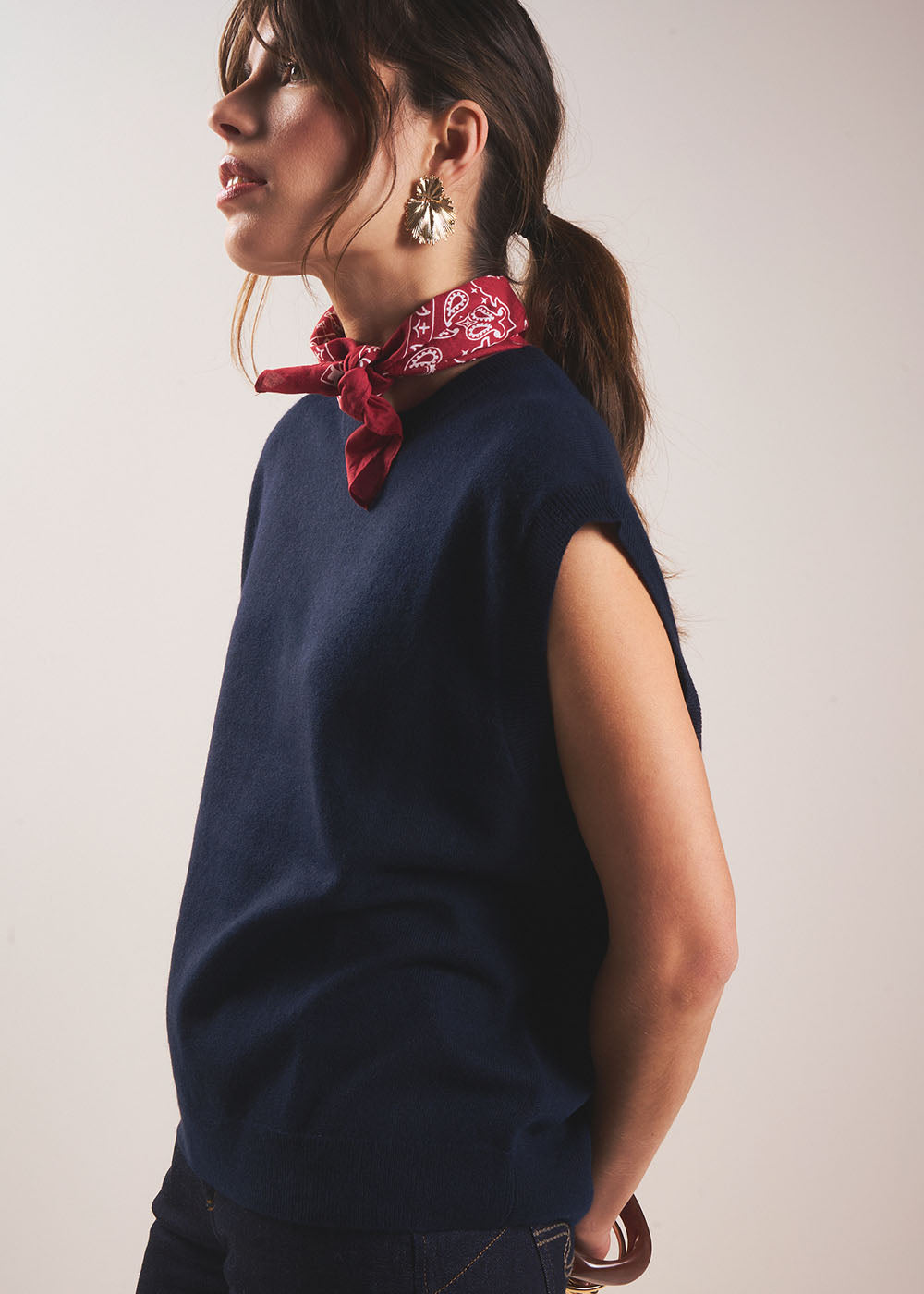 Pull sans manches en cachemire - Sud Express - 5 - Sud Express