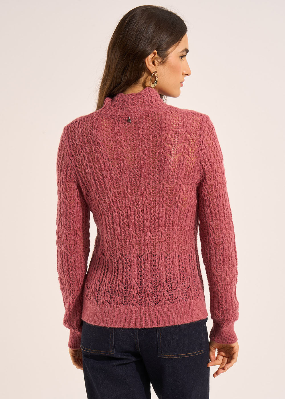Pull fin col montant dentelle - Sud Express - 3 - Sud Express