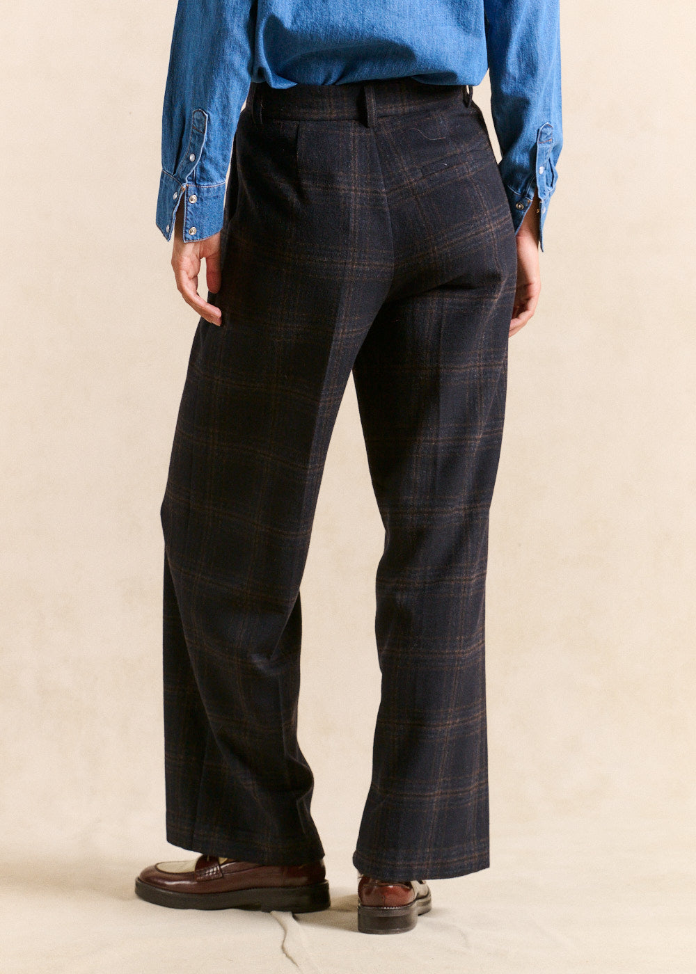 Pantalon large à carreaux taille haute - Sud Express - 3 - Sud Express