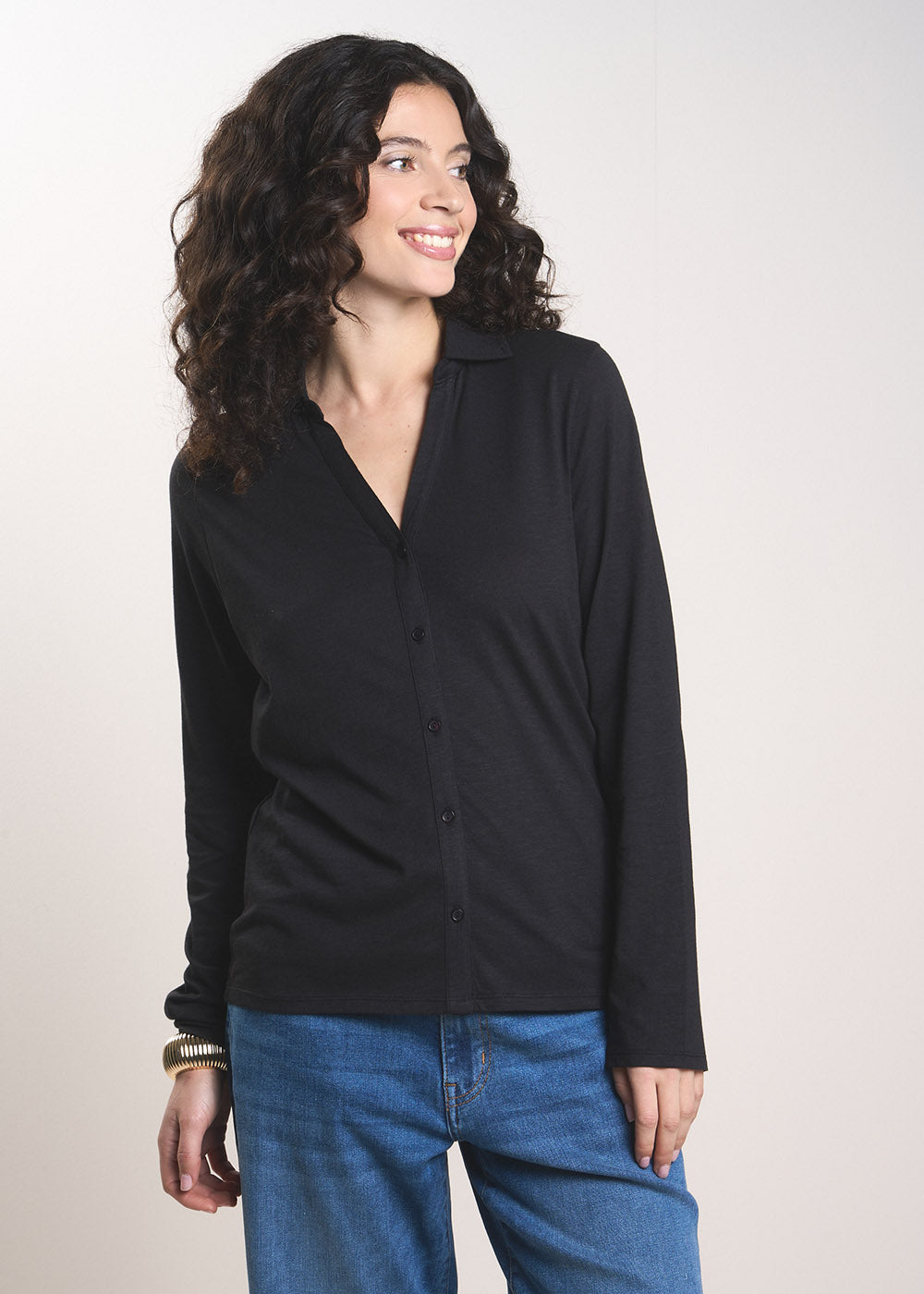 Tee-shirt manches longues col chemise - Sud Express - 5 - Sud Express