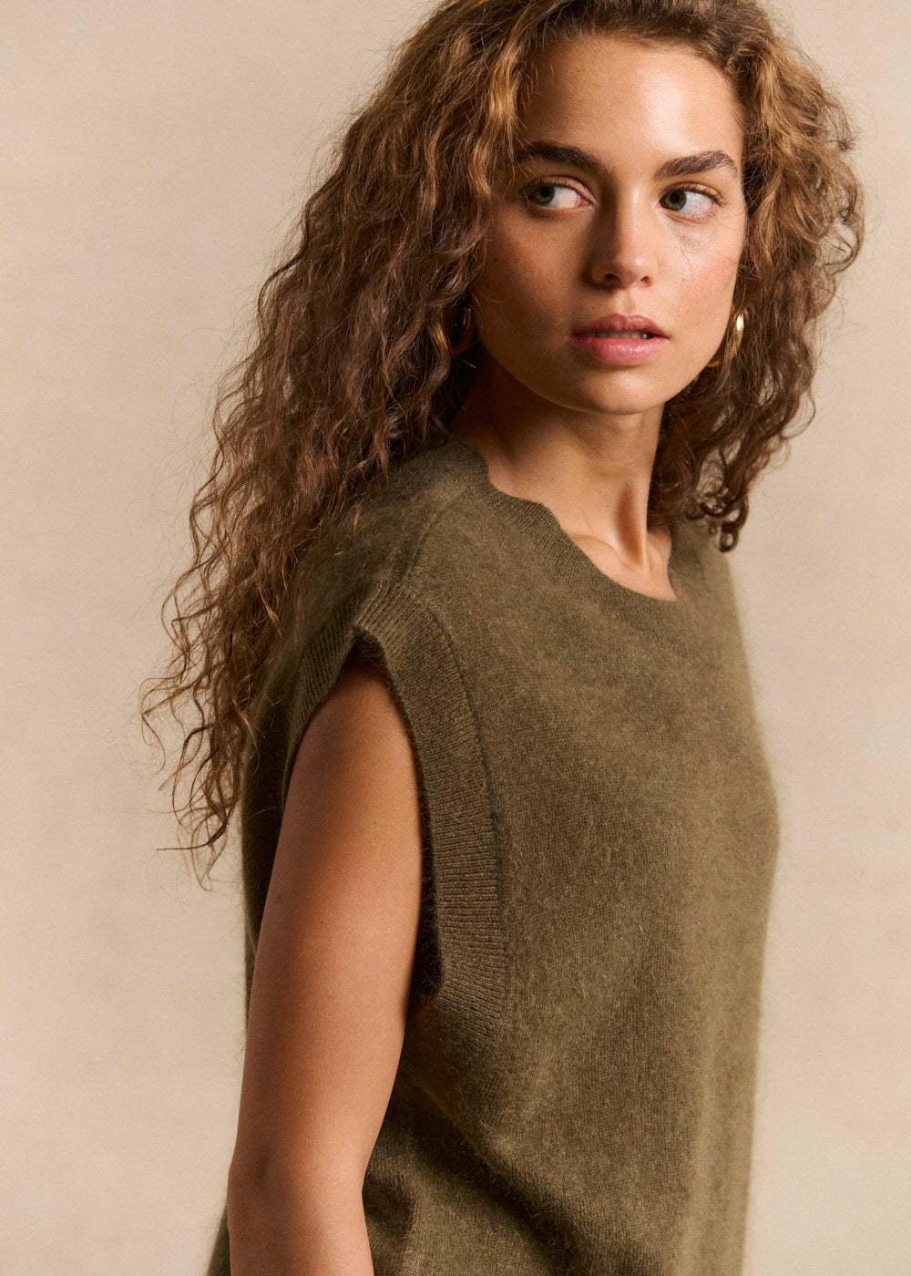 Pull sans manches ample en laine et cachemire - Sud Express - 2 - Sud Express