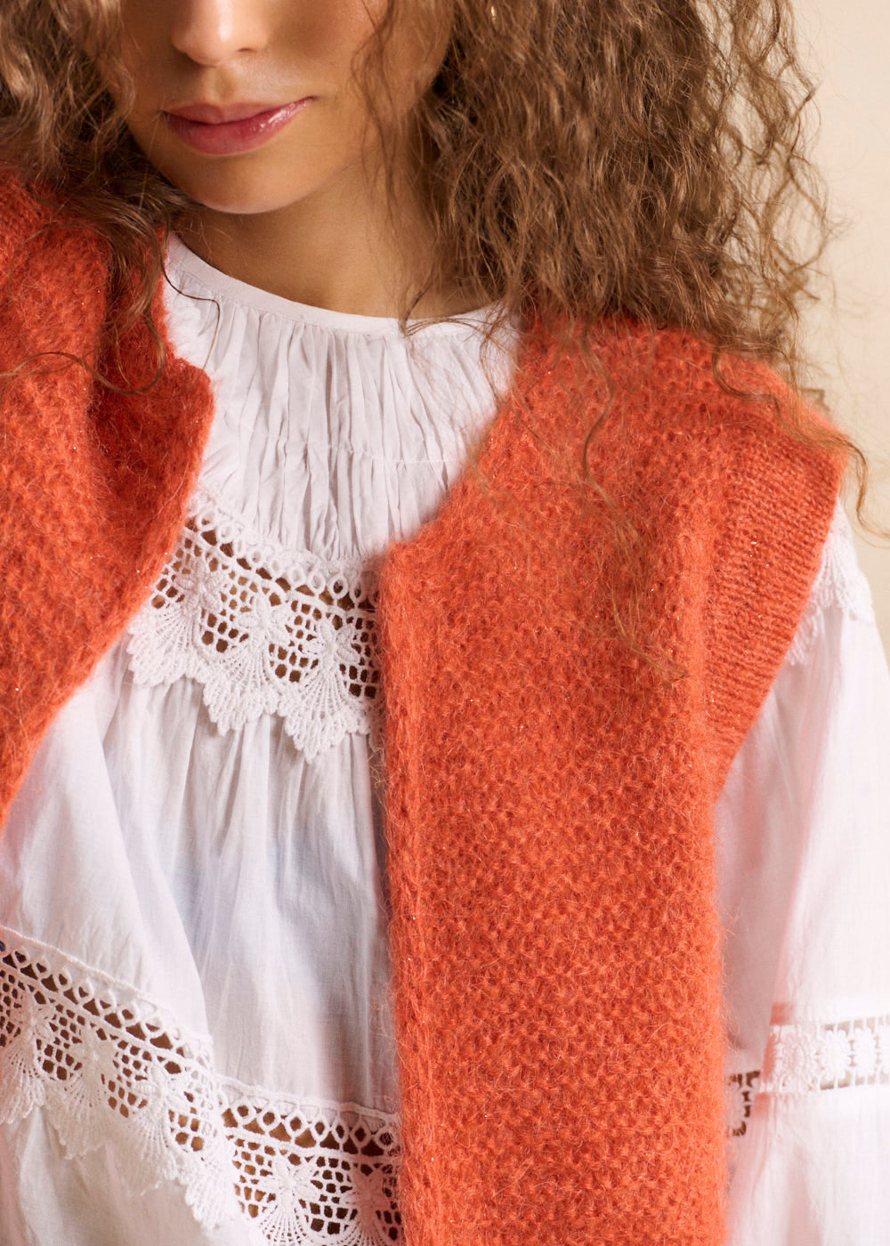 Gilet sans manches en mohair fils métallisés - Sud Express - 2 - Sud Express