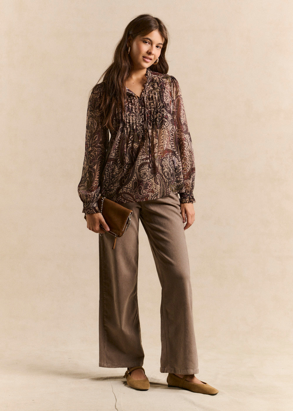 Blouse imprimé col volanté - Sud Express - 5 - Sud Express