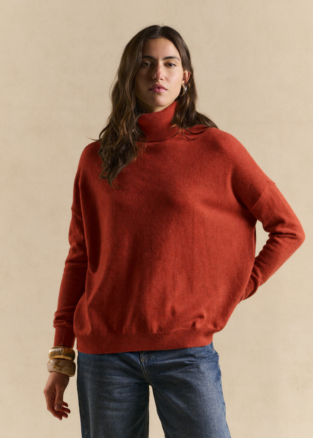 Pull cachemire col montant coupe large - Sud Express - 1 - Sud Express