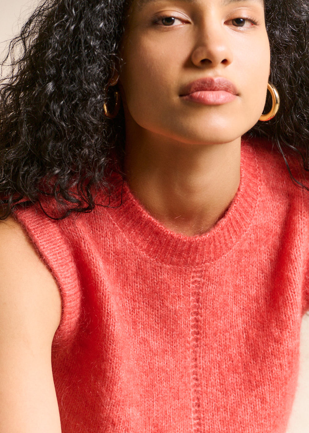 Pull sans manches en maille mohair coupe droite - Sud Express - 2 - Sud Express
