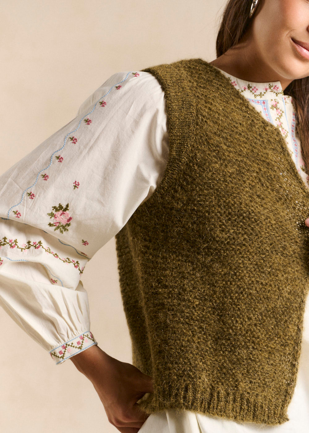 Gilet sans manches en mohair fils métallisés - Sud Express - 2 - Sud Express