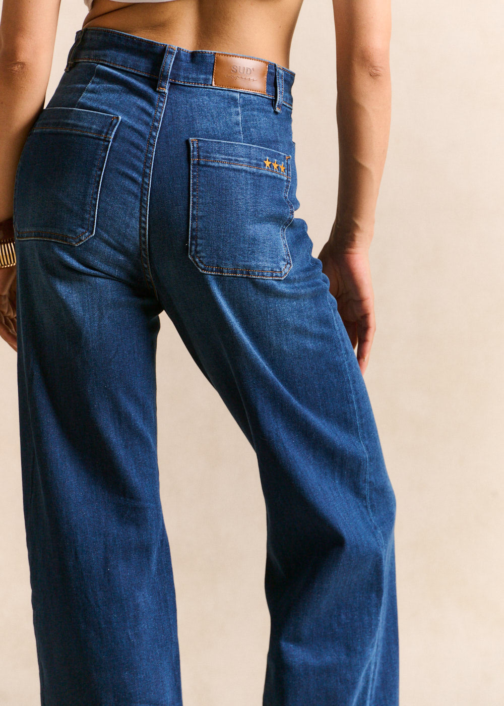 Jean à jambes larges et taille haute - Sud Express - 4 - Sud Express