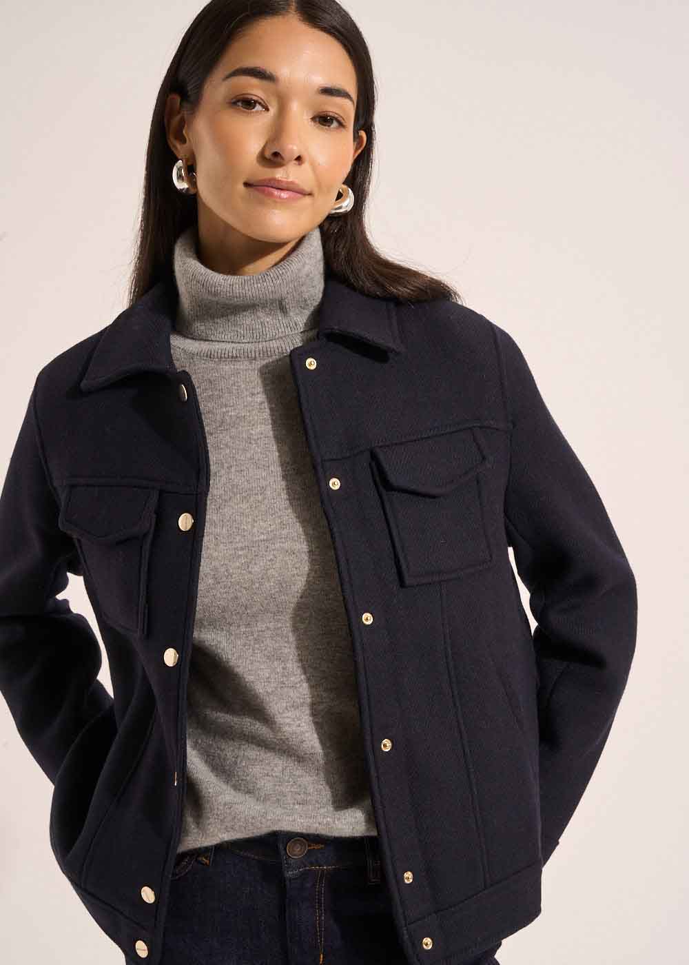 Manteau court en drap de laine - Sud Express - 5 - Sud Express