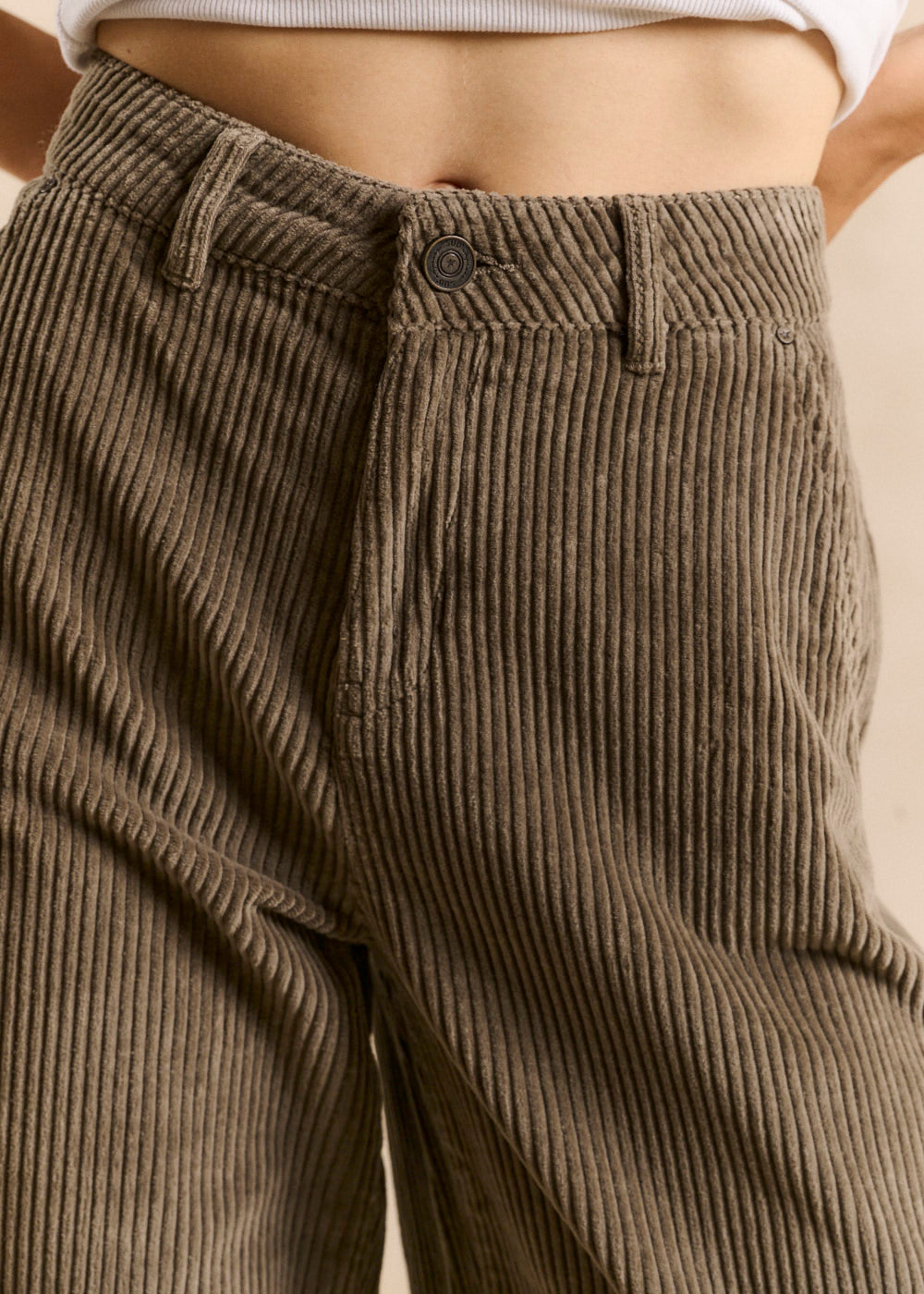 Pantalon large en velours de coton taille haute - Sud Express - 5 - Sud Express
