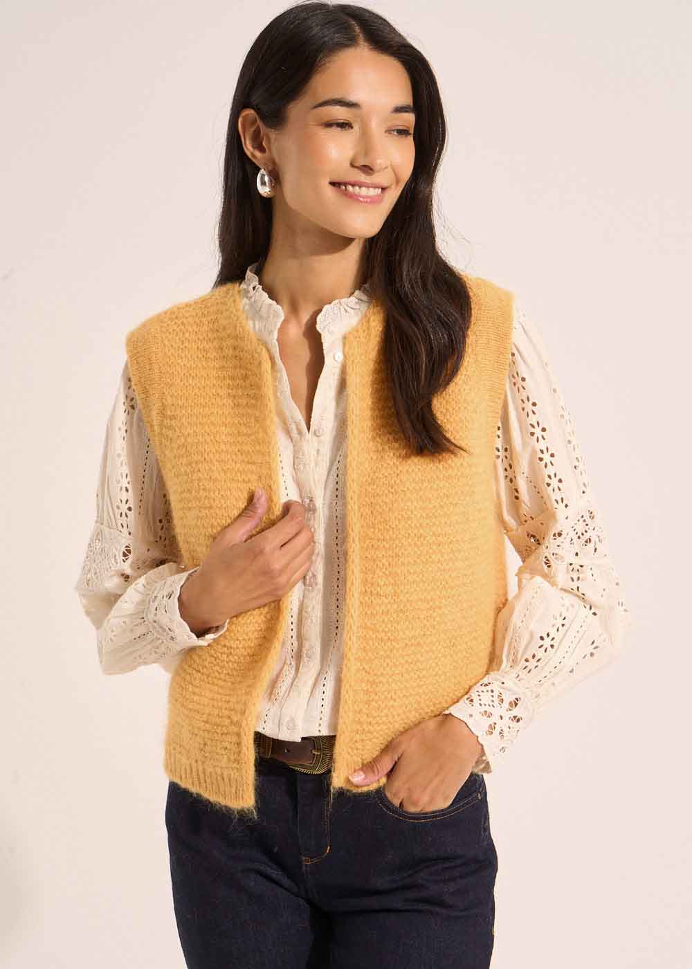 Gilet court sans manches en mohair - Sud Express - 5 - Sud Express