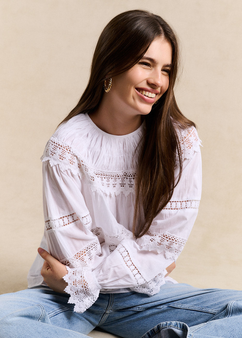 Blouse voile de coton & dentelle - Sud Express - 1 - Sud Express
