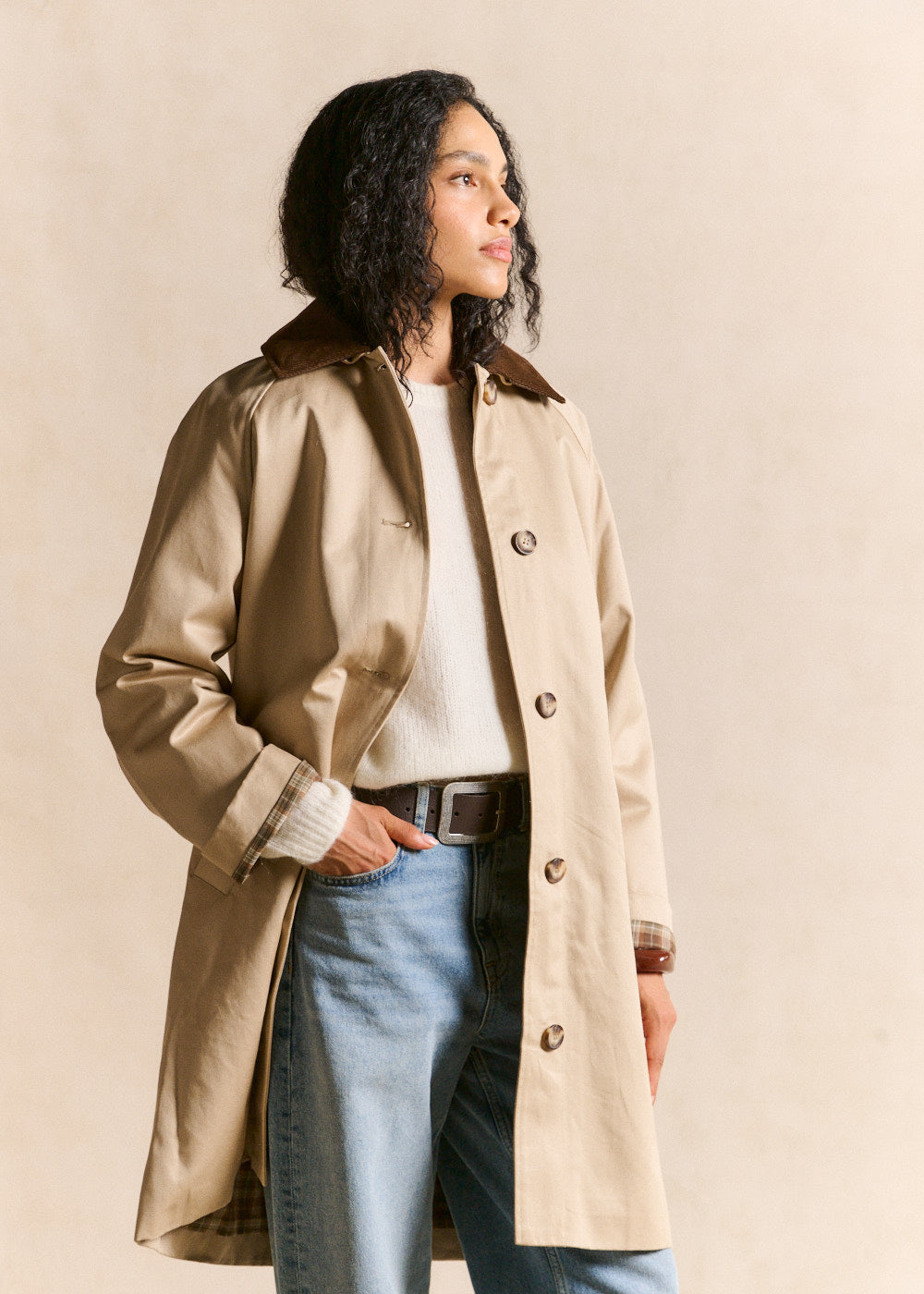Trench twill col velours amovible - Sud Express - 1 - Sud Express
