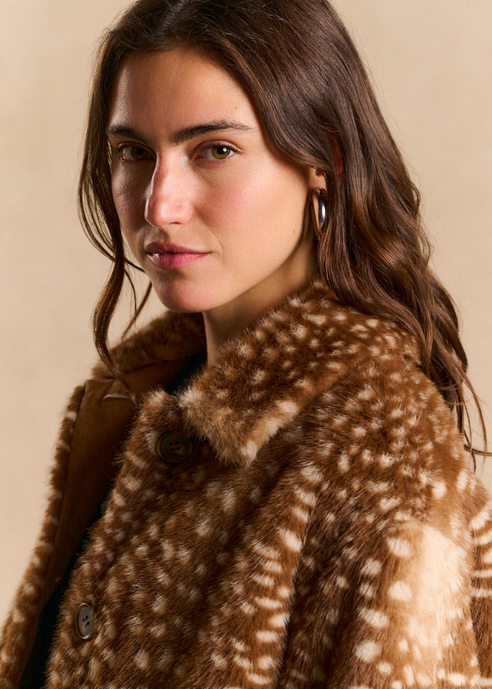 Printed Doe Effect Faux Fur Coat - Sud Express - 5 - Sud Express