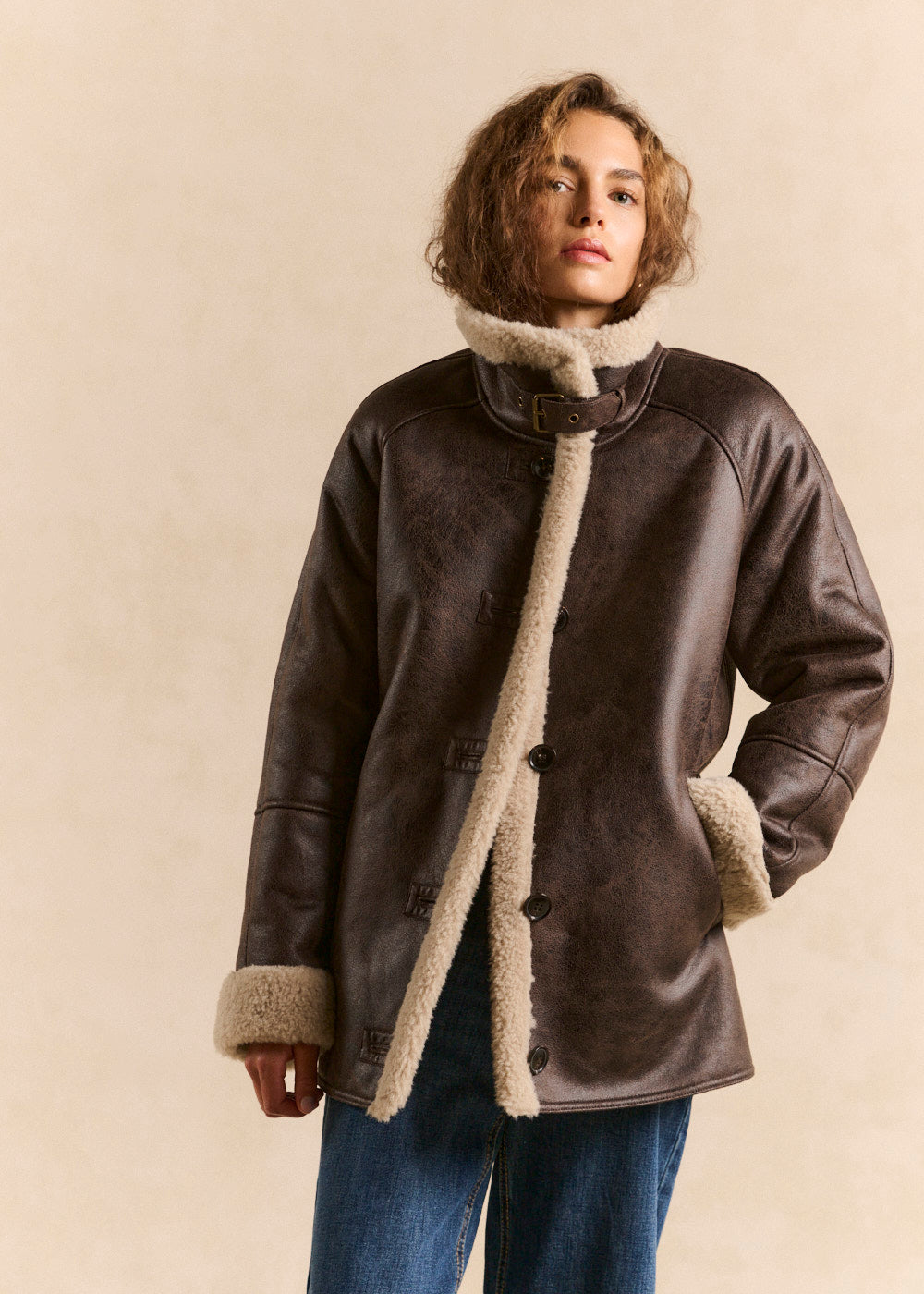 Manteau col haut effet suede - Sud Express - 6 - Sud Express