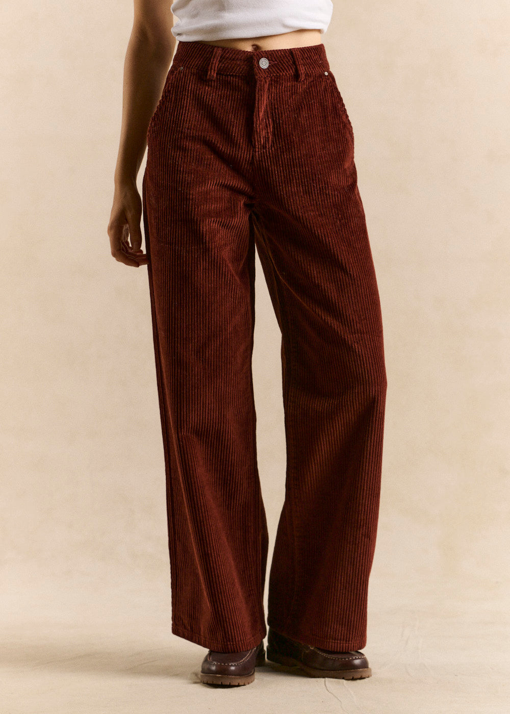 Pantalon large en velours de coton taille haute - Sud Express - 1 - Sud Express