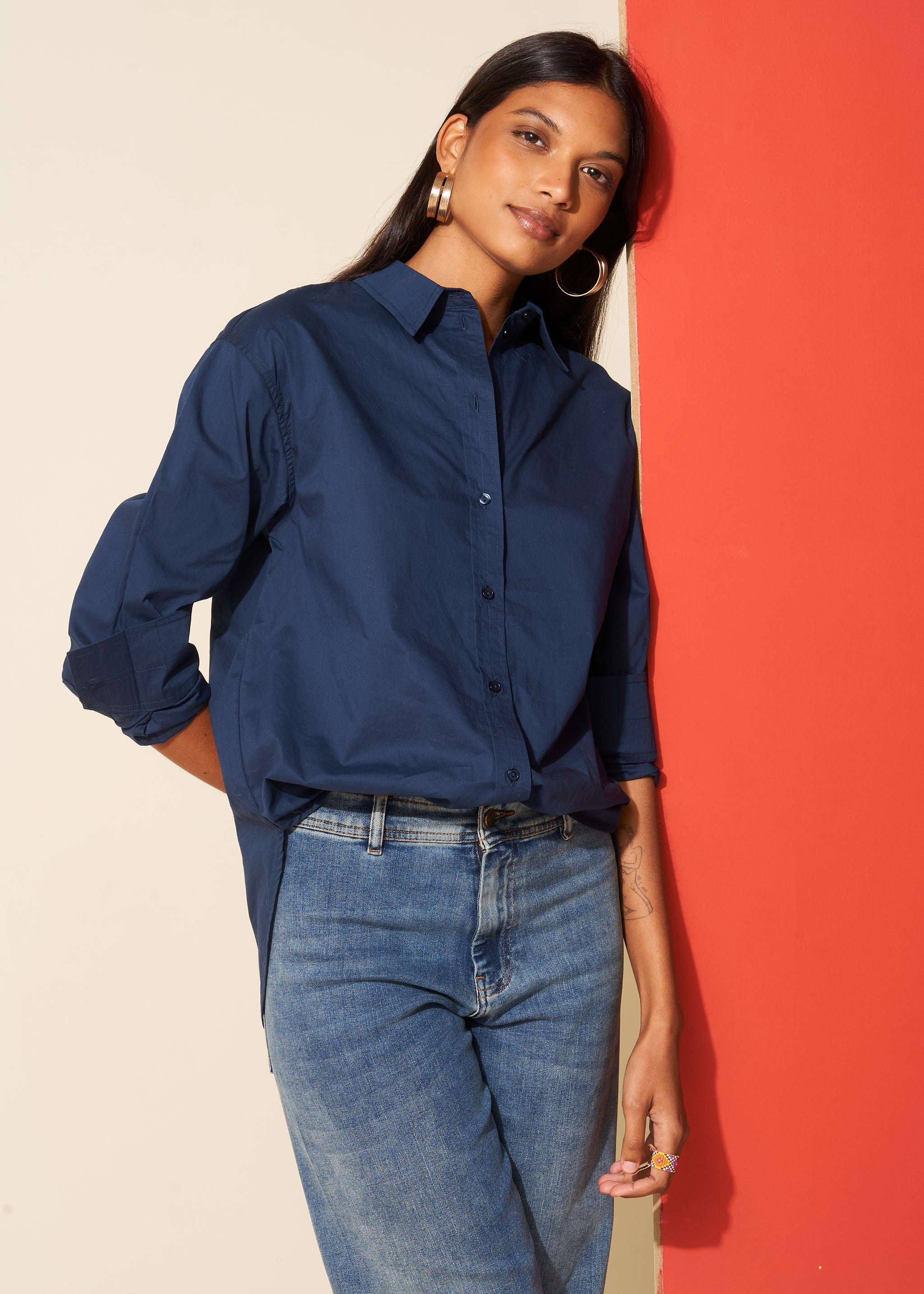 Chemise ample en popeline de coton - Sud Express - 1 - Sud Express