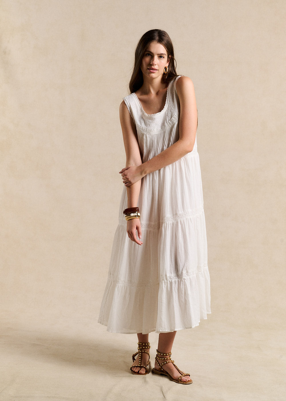 Robe longue brodée en coton - Sud Express - 5 - Sud Express
