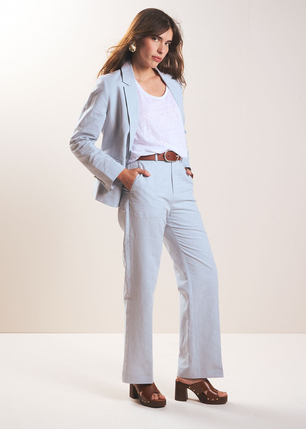 Veste tailleur courte en fibres naturelles - Sud Express - 6 - Sud Express