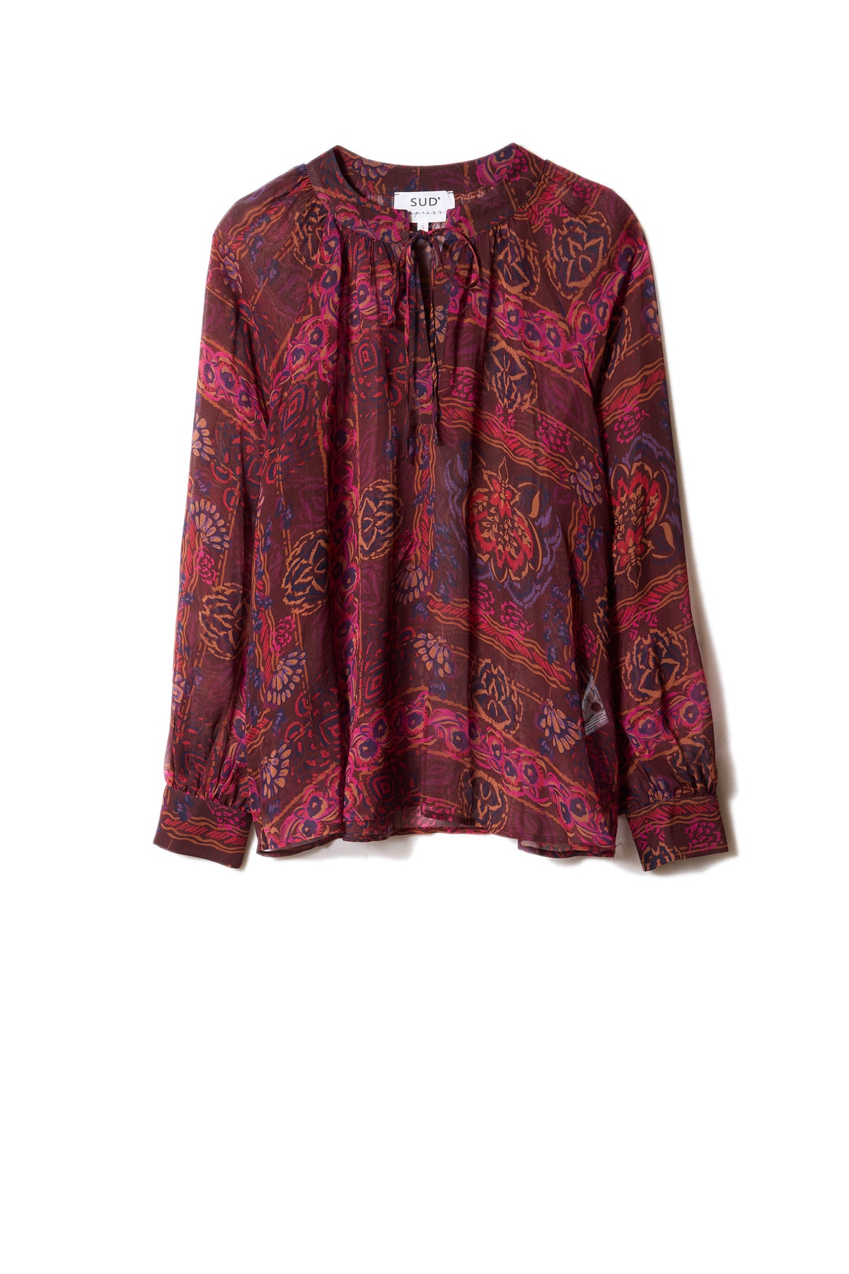 Blouse fluide imprimée avec des manches longues bouffantes - Sud Express - 6 - Sud Express