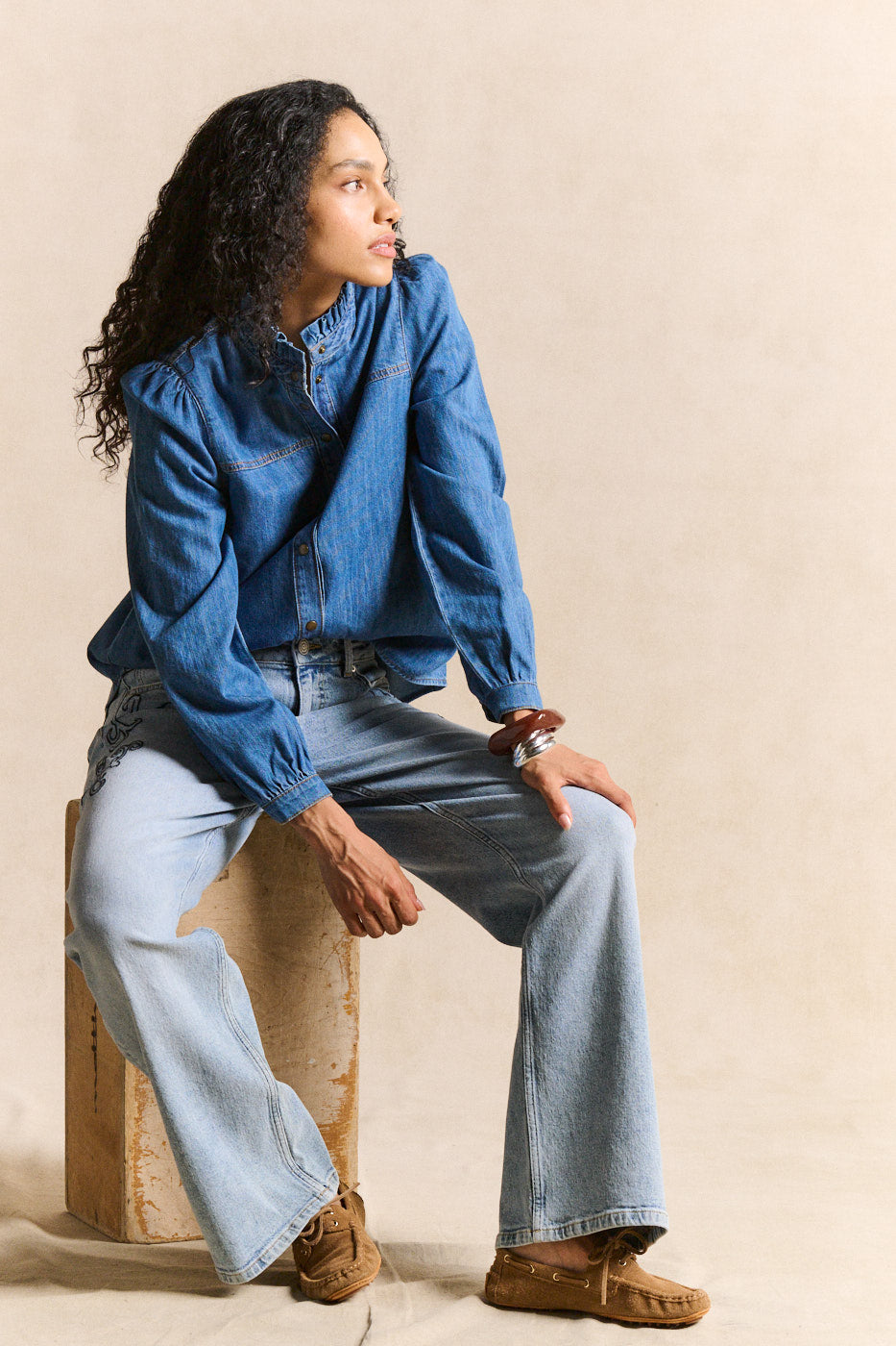 COLUA Chemise denim col volanté - 4 - Sud Express - Sud Express