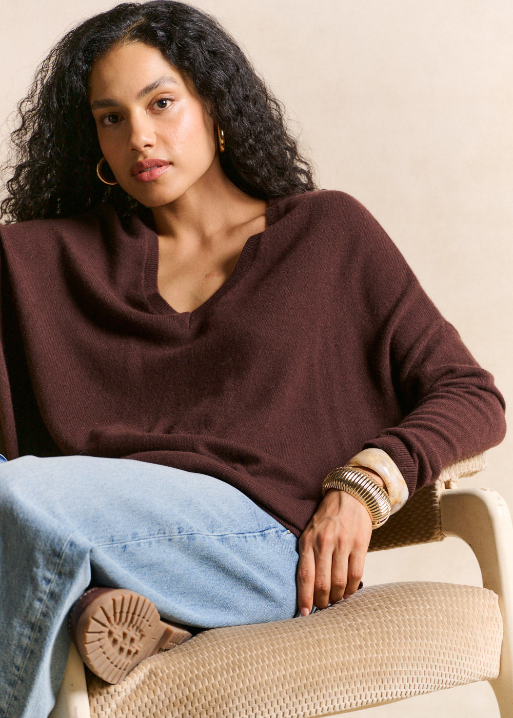 Pull cachemire col V ample - Sud Express - 1 - Sud Express