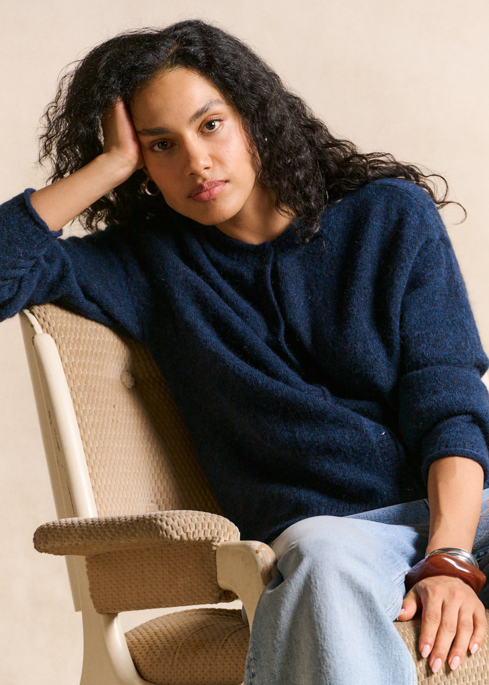 Gilet cardigan en mohair col rond - Sud Express - 4 - Sud Express