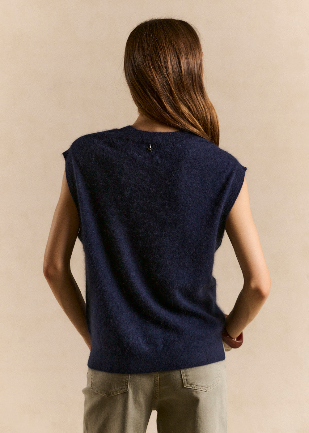 Pull sans manches ample en laine et cachemire - Sud Express - 3 - Sud Express