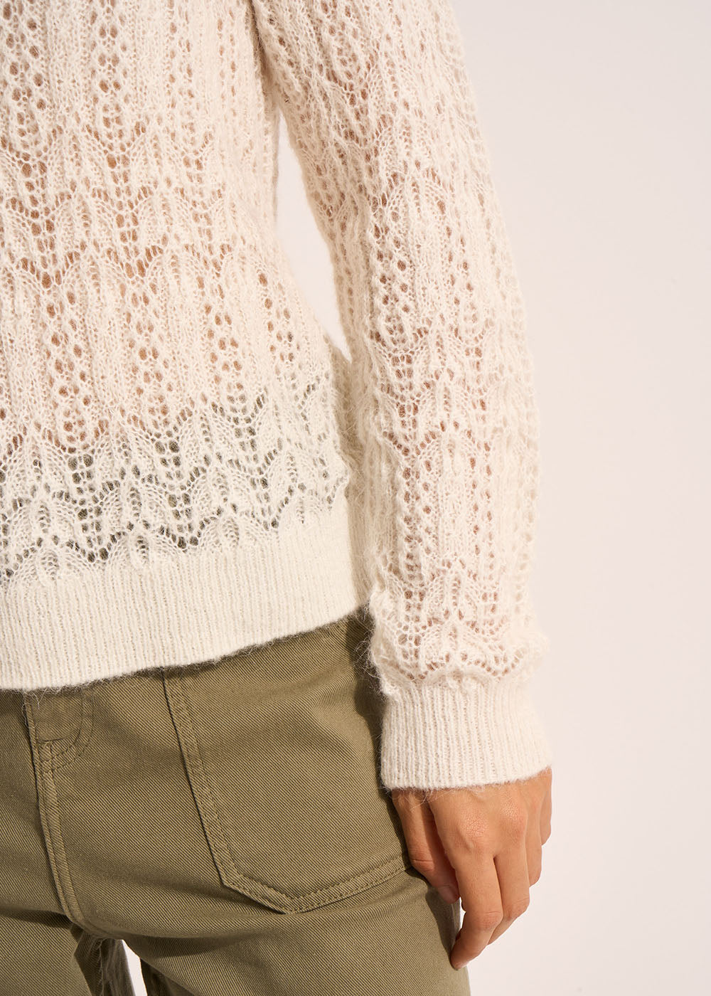 Pull fin col montant dentelle - Sud Express - 4 - Sud Express