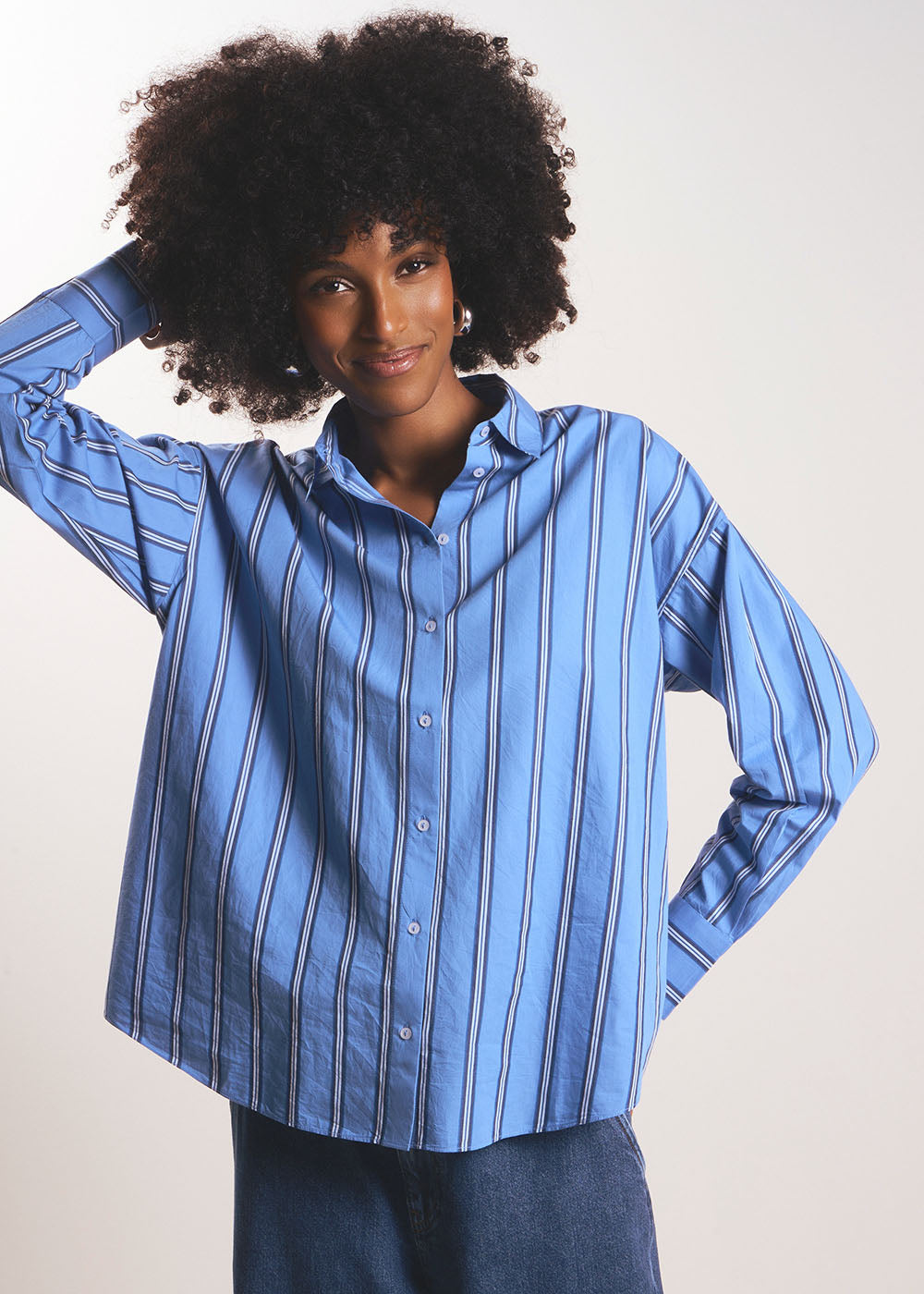 Chemise oversize en coton à rayures larges - Sud Express - 5 - Sud Express