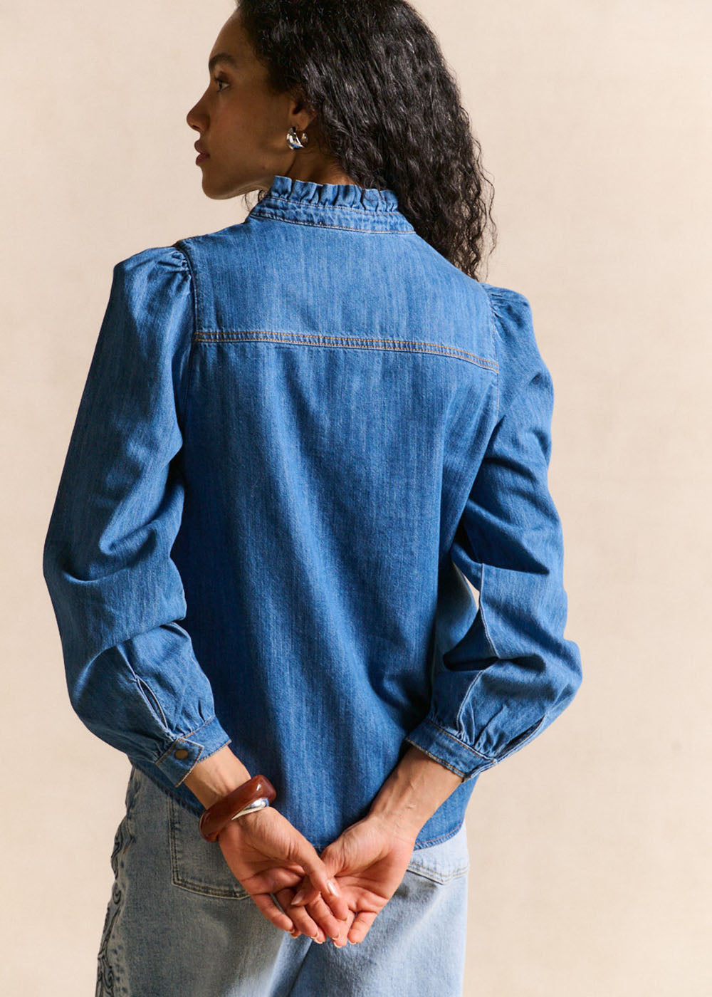 COLUA Chemise denim col volanté - 3 - Sud Express - Sud Express