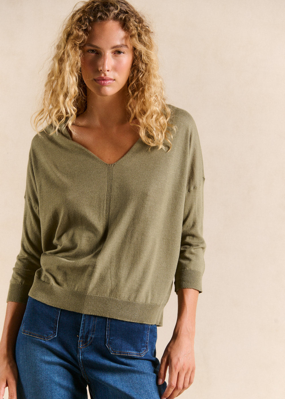 Pull col V oversize avec manches mi-longues - Sud Express - 5 - Sud Express
