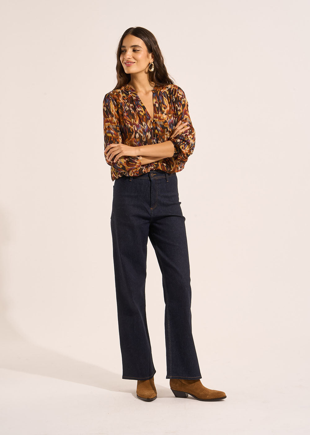 Jean large taille haute sans coutures - Sud Express - 1 - Sud Express