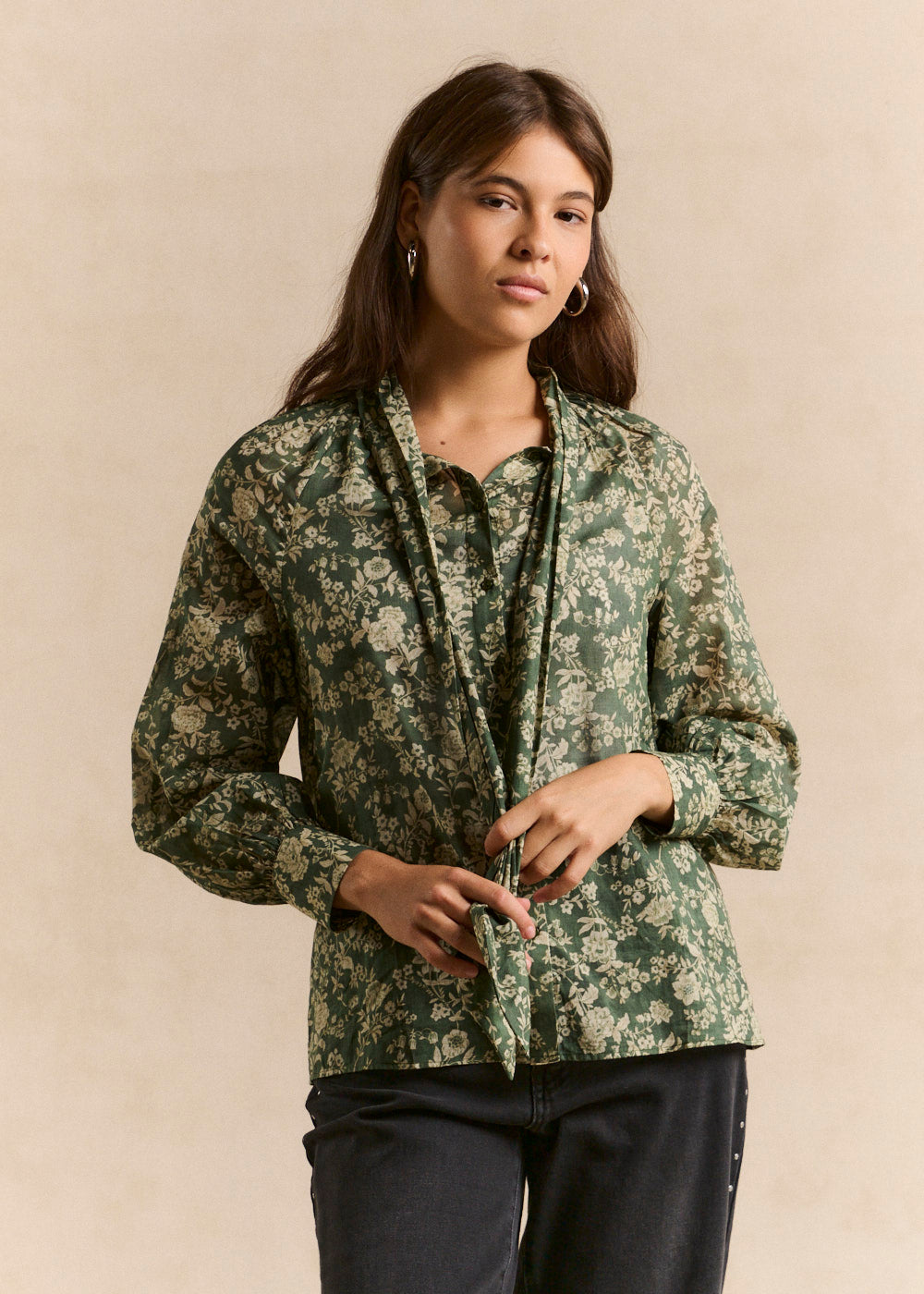 Blouse imprimée fleurie col lavallière - Sud Express - 1 - Sud Express