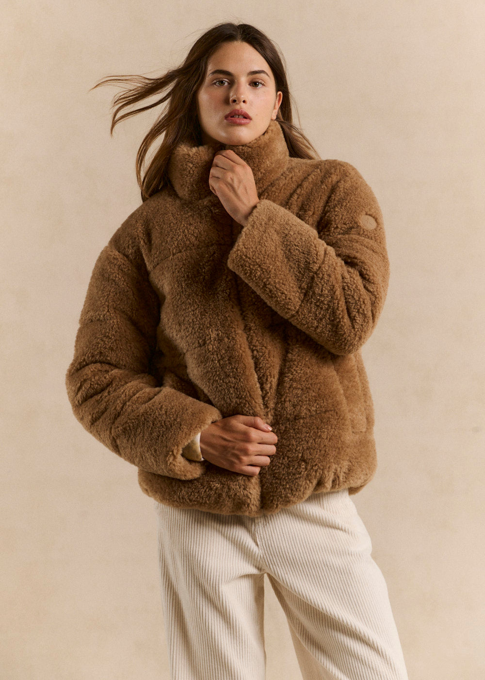 Puffer jacket with faux fur high collar - Sud Express - 1 - Sud Express