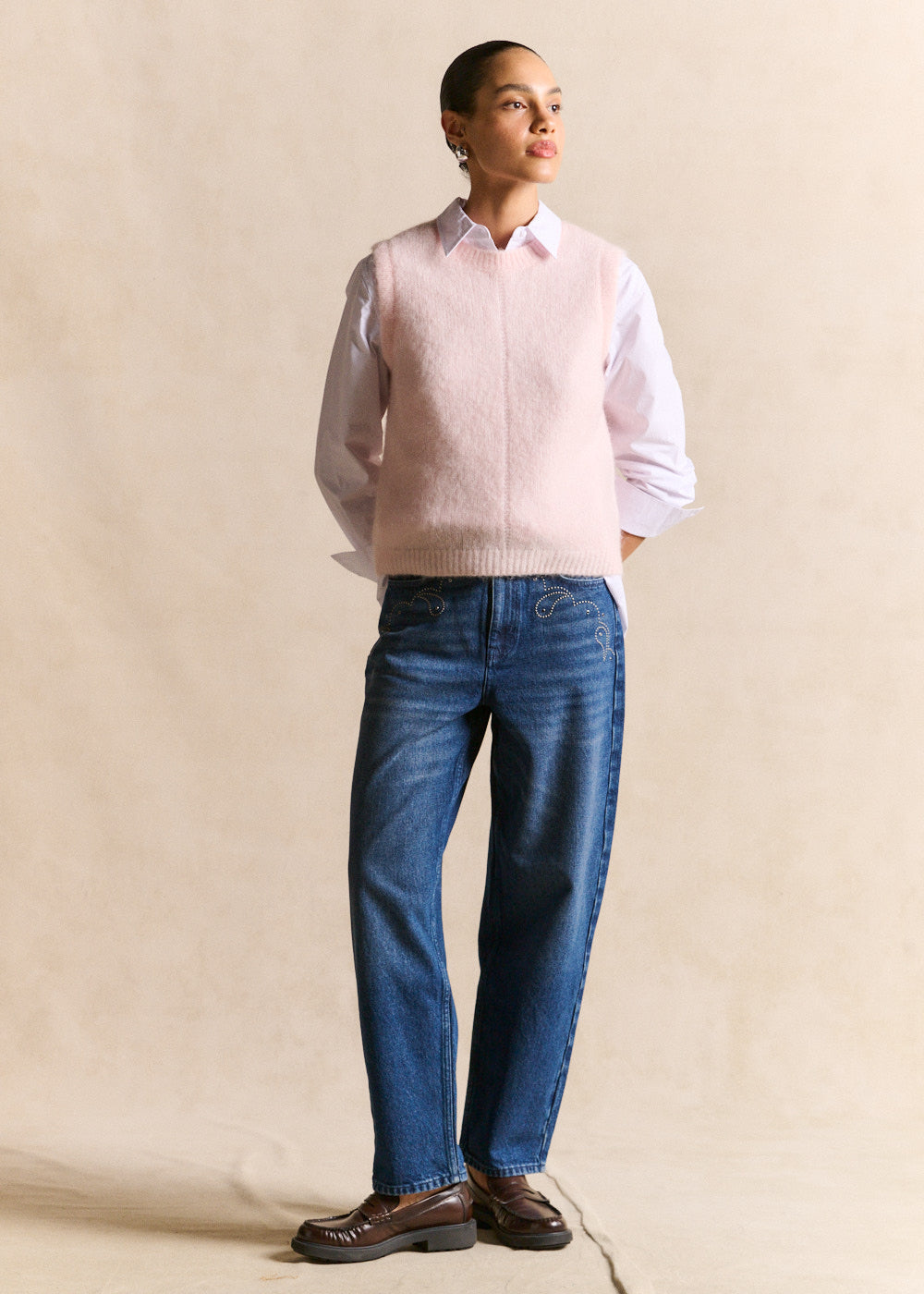 Pull sans manches en maille mohair coupe droite - Sud Express - 4 - Sud Express