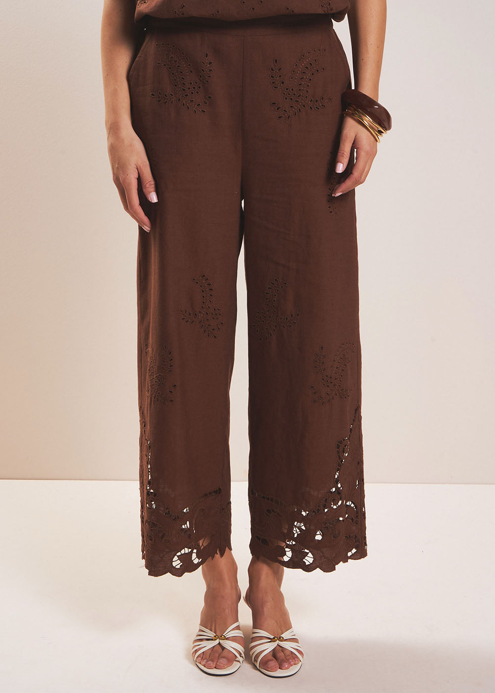 PALINE  Pantalon voile coton lin dentelle - 3 - Sud Express - Sud Express