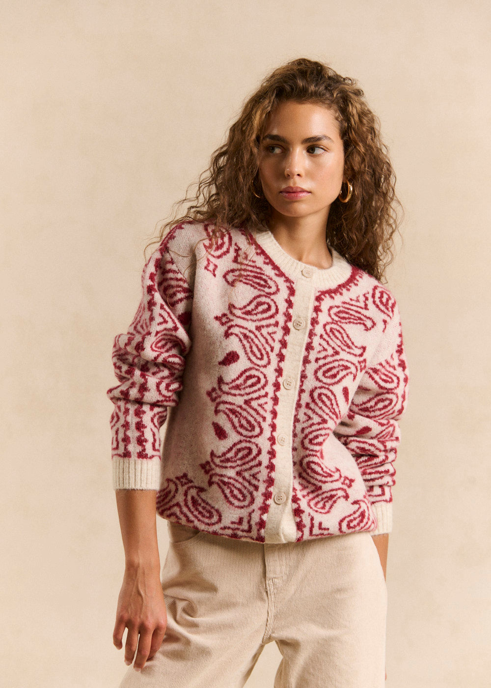 GUSHMY Gilet en maille jacquard motif bandana - 1 - Sud Express - Sud Express