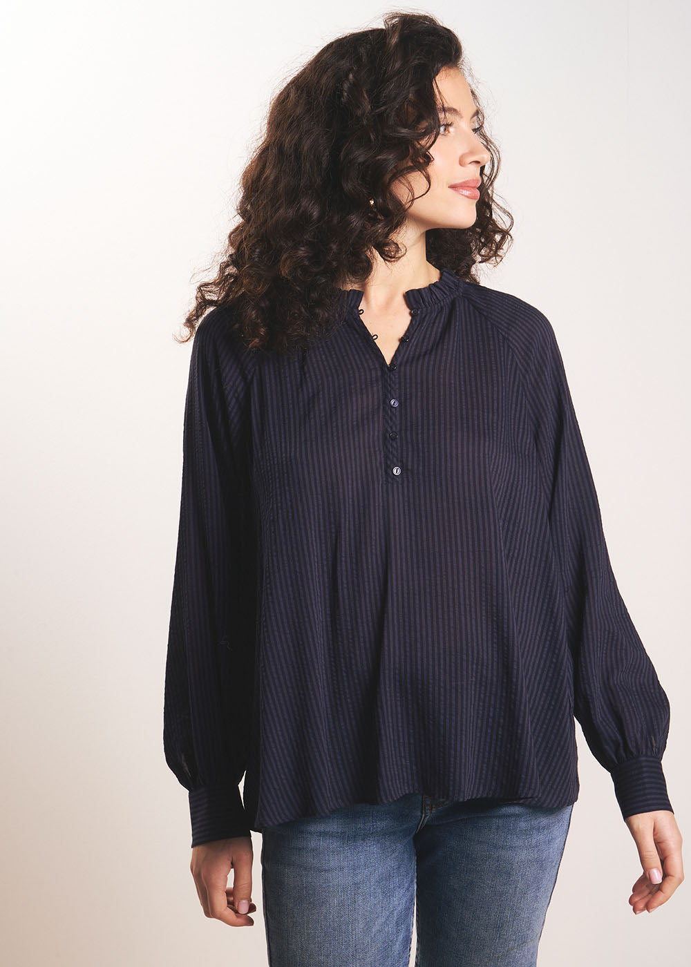 Blouse fluide à col croquet et manches raglan - Sud Express - 5 - Sud Express